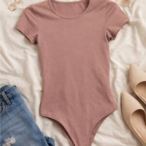 Abercrombie & Fitch Soft AF Bodysuit Mocha Brown Short Sleeve Size S EUC